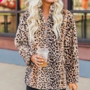 Pink Lily Leopard Sherpa
